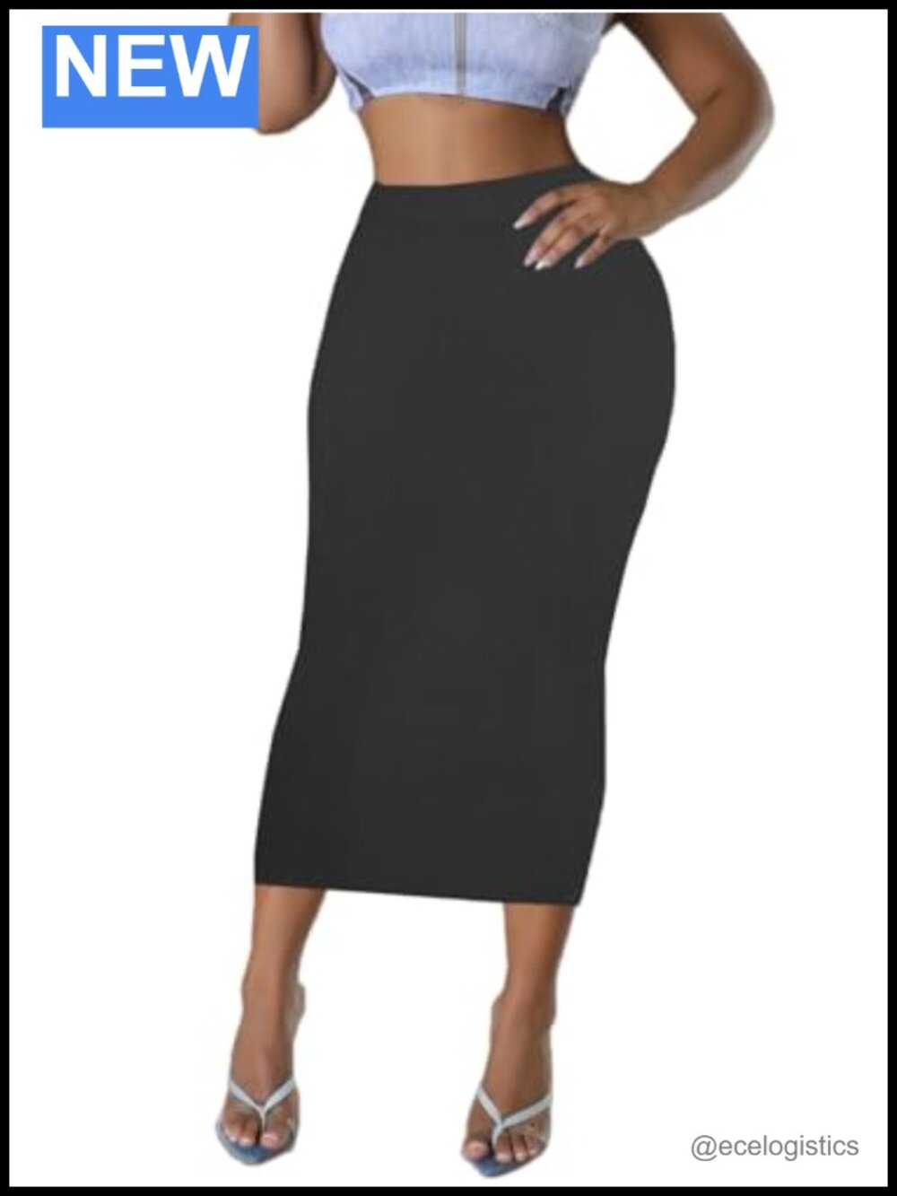 High Waisted Midi Pencil Skirt Bodycon Y2K Club Going Out Party Sumche